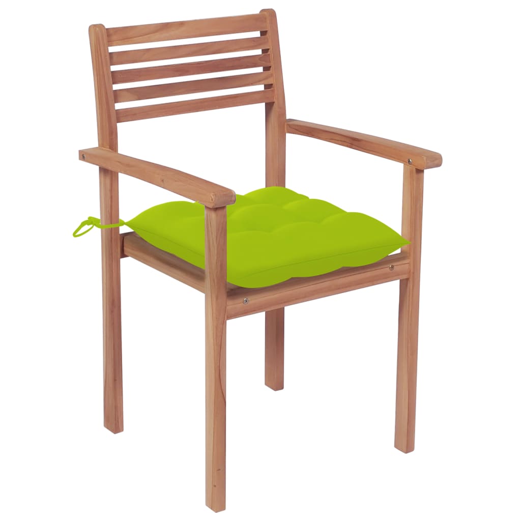 Sedie da Giardino Impilabili con Cuscini 6 pz Massello di Teak 3072598