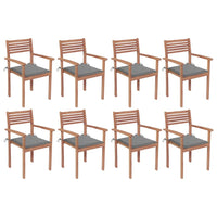 Sedie da Giardino Impilabili 8 pz con Cuscini Massello di Teak cod mxl 75150