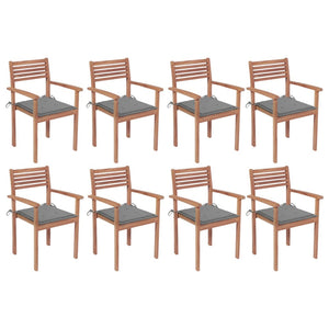 Sedie da Giardino Impilabili 8 pz con Cuscini Massello di Teak cod mxl 75150