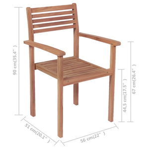 Sedie da Giardino Impilabili 8 pz con Cuscini Massello di Teak cod mxl 75150