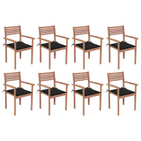 Sedie da Giardino Impilabili 8 pz con Cuscini Massello di Teak cod mxl 75164