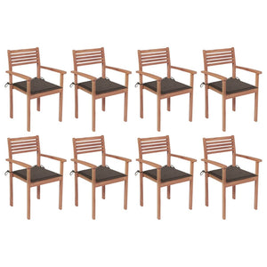 Sedie da Giardino Impilabili 8 pz con Cuscini Massello di Teak cod mxl 67221