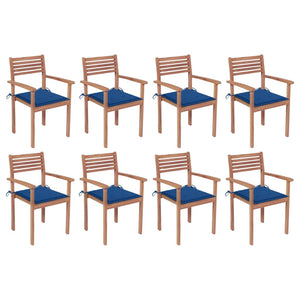 Sedie da Giardino Impilabili 8 pz con Cuscini Massello di Teak 3072610