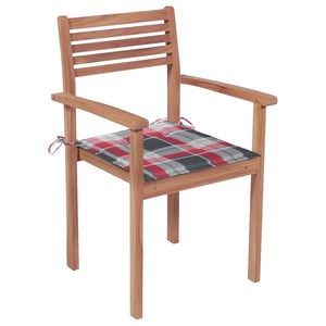 Sedie da Giardino Impilabili 8 pz con Cuscini Massello di Teak 3072613