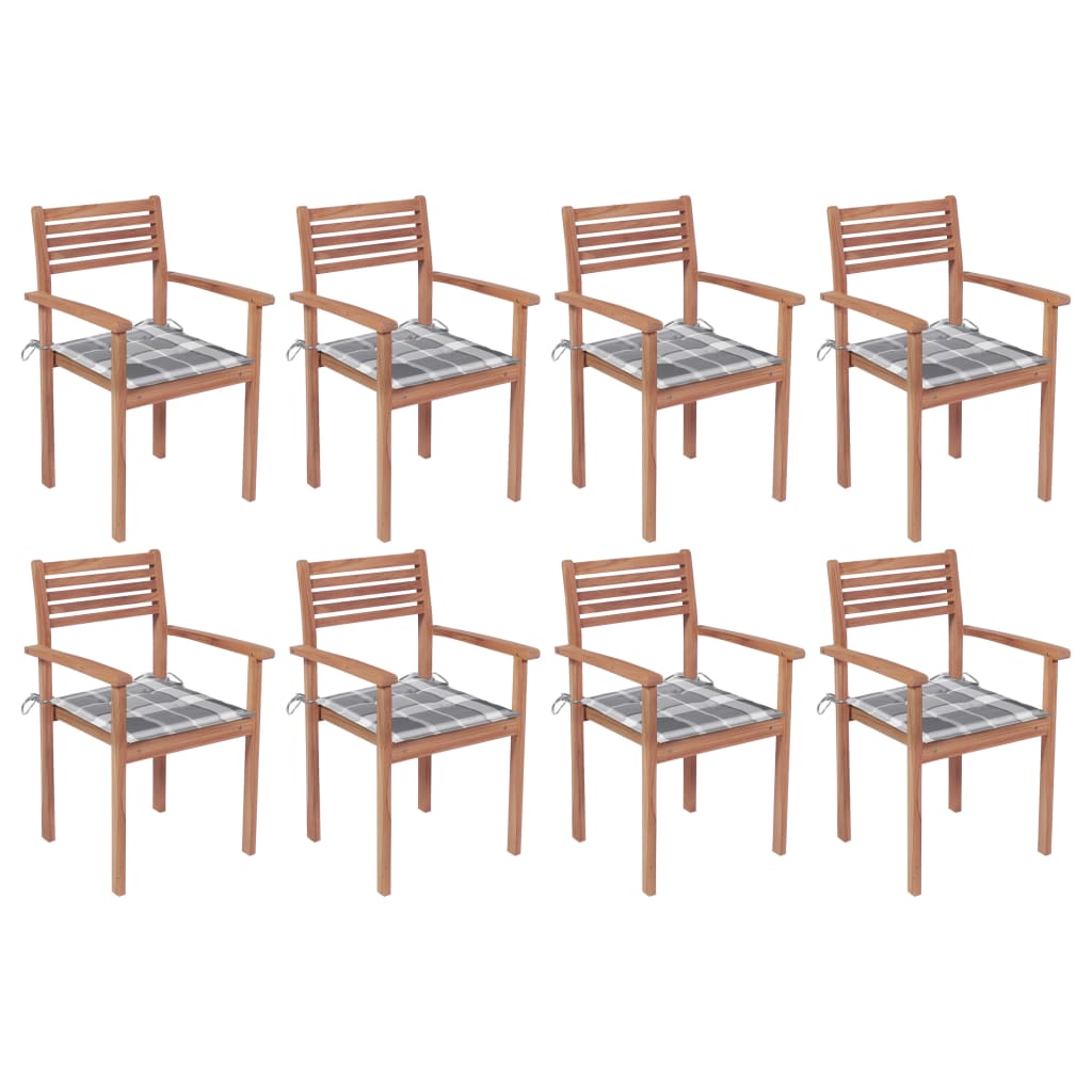 Sedie da Giardino Impilabili 8 pz con Cuscini Massello di Teak cod mxl 67222