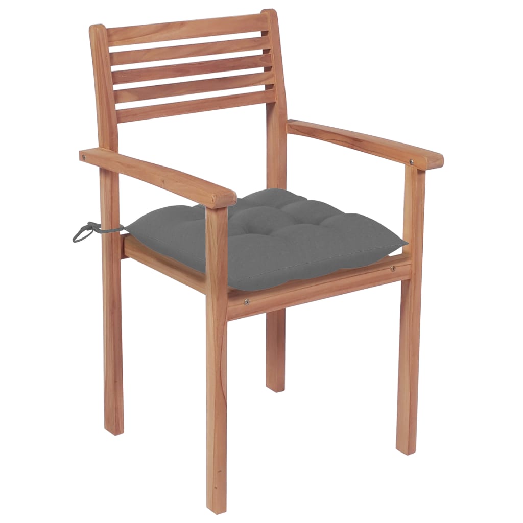 Sedie da Giardino Impilabili 8 pz con Cuscini Massello di Teak 3072616