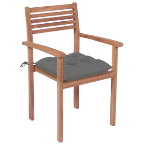 Sedie da Giardino Impilabili 8 pz con Cuscini Massello di Teak 3072616