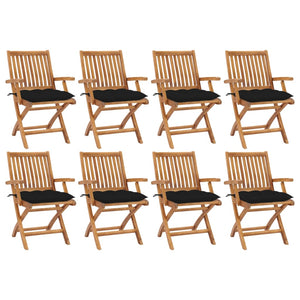 Sedie da Giardino Pieghevoli con Cuscini 8 pz Massello di Teak 3072800