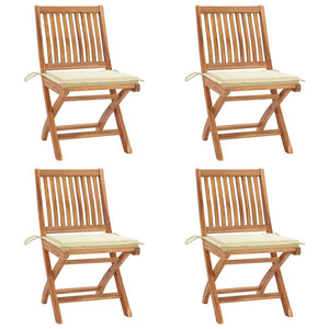 Sedie da Giardino Pieghevoli con Cuscini 4 pz Massello di Teak 3072809