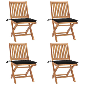 Sedie da Giardino Pieghevoli con Cuscini 4 pz Massello di Teak 3072814