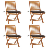 Sedie da Giardino Pieghevoli con Cuscini 4 pz Massello di Teak 3072815