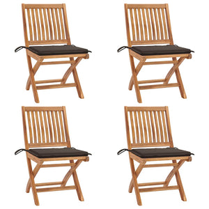 Sedie da Giardino Pieghevoli con Cuscini 4 pz Massello di Teak 3072815