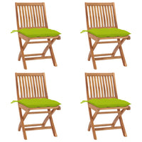 Sedie da Giardino Pieghevoli con Cuscini 4 pz Massello di Teak 3072833