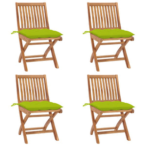 Sedie da Giardino Pieghevoli con Cuscini 4 pz Massello di Teak 3072833