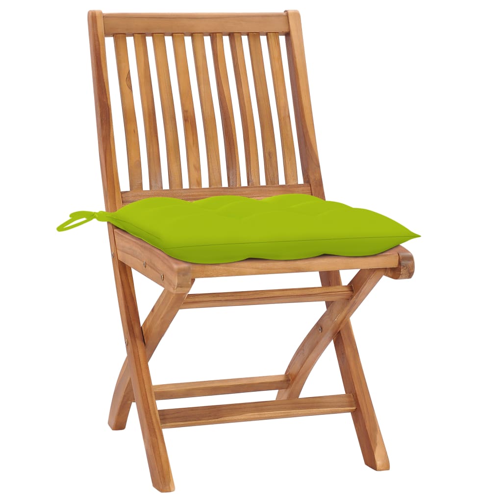 Sedie da Giardino Pieghevoli con Cuscini 4 pz Massello di Teak 3072833