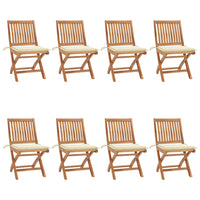 Sedie da Giardino Pieghevoli con Cuscini 8 pz Massello di Teak 3072863