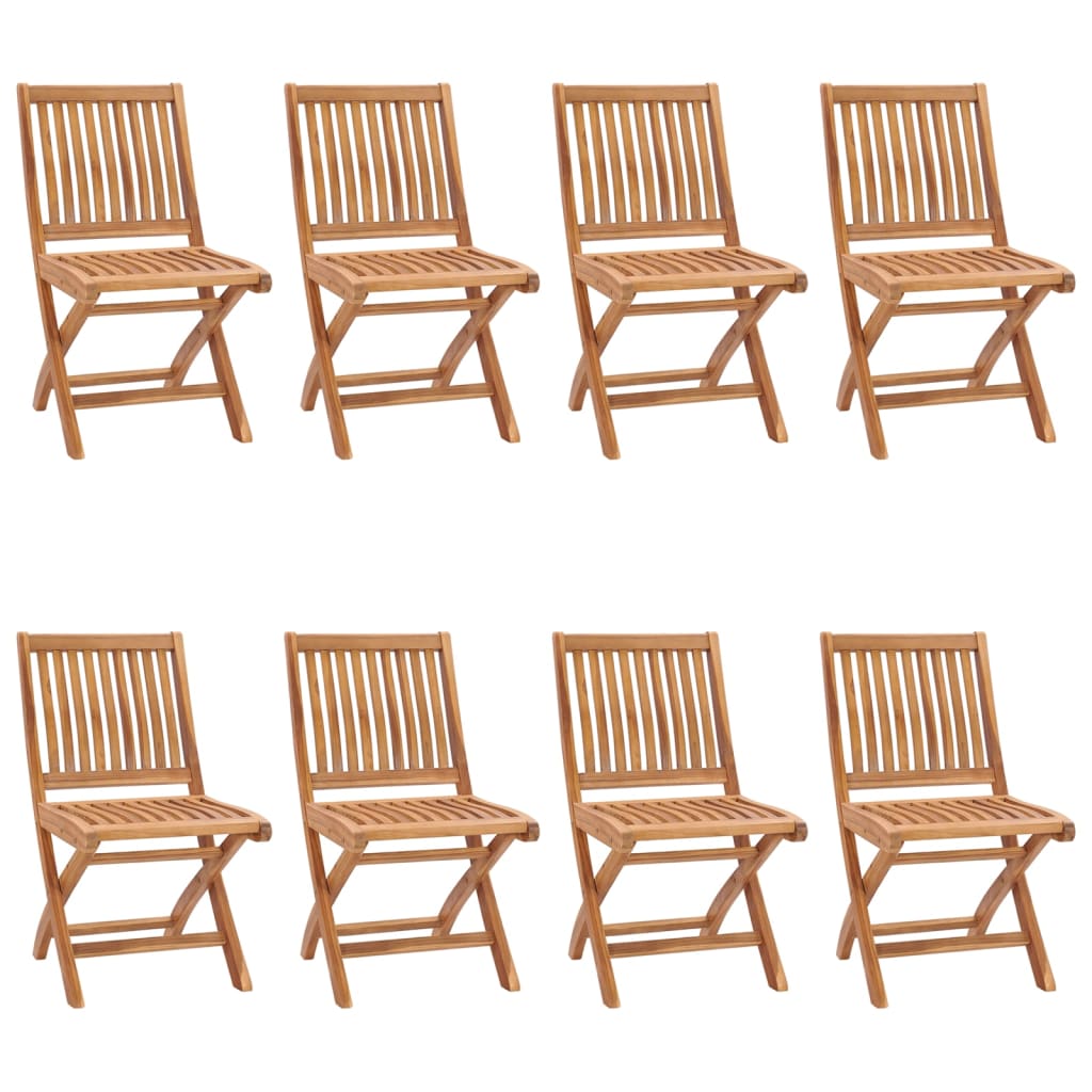 Sedie da Giardino Pieghevoli con Cuscini 8 pz Massello di Teak 3072863