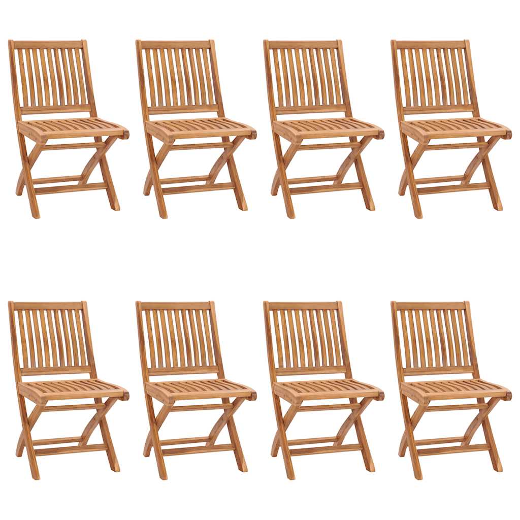 Sedie da Giardino Pieghevoli con Cuscini 8 pz Massello di Teak 3072863