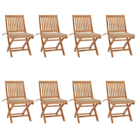 Sedie da Giardino Pieghevoli con Cuscini 8 pz Massello di Teak cod mxl 72210