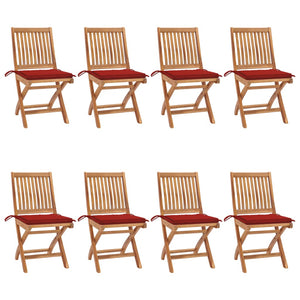 Sedie da Giardino Pieghevoli con Cuscini 8 pz Massello di Teak 3072867