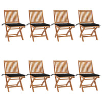 Sedie da Giardino Pieghevoli con Cuscini 8 pz Massello di Teak 3072868