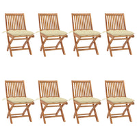 Sedie da Giardino Pieghevoli con Cuscini 8 pz Massello di Teak 3072878