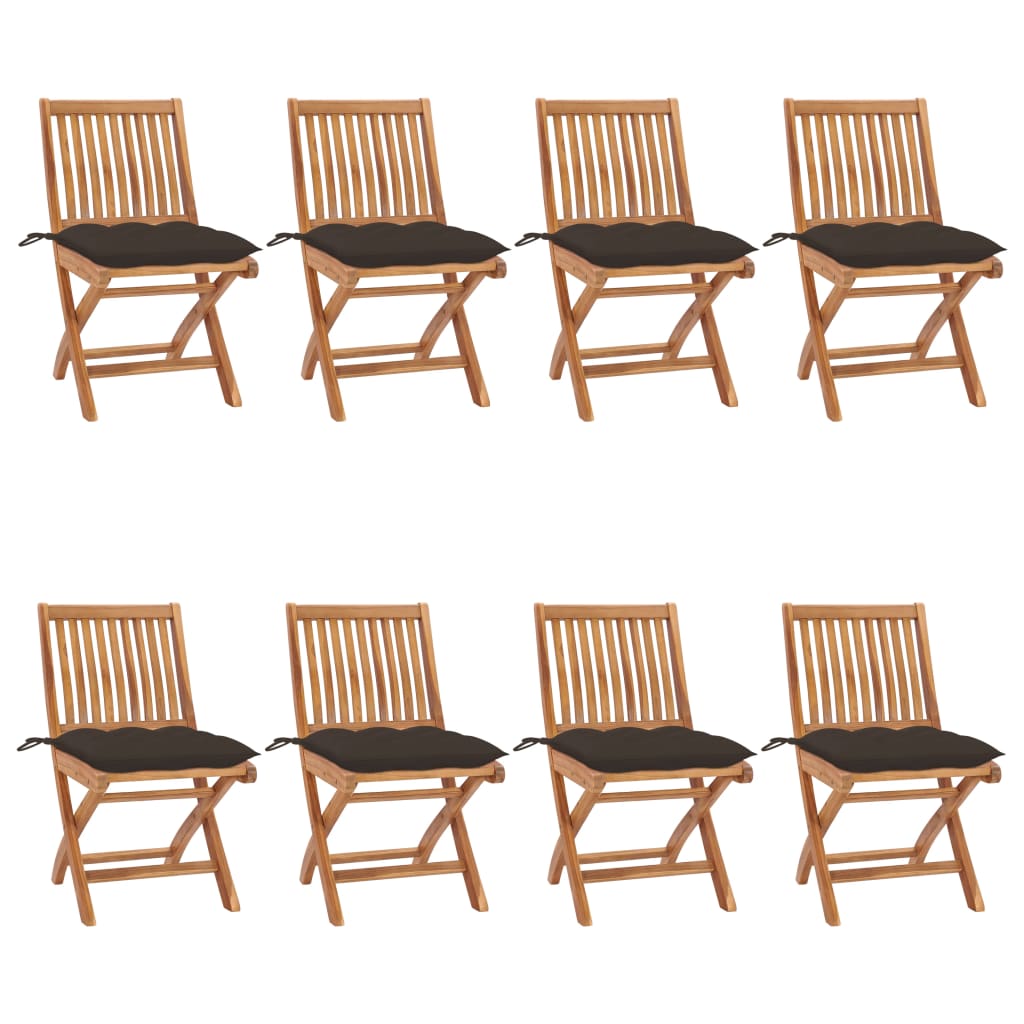 Sedie da Giardino Pieghevoli con Cuscini 8 pz Massello di Teak cod mxl 72212