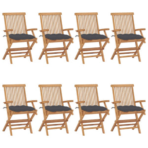 Sedie da Giardino con Cuscini Antracite 8 pz in Massello di Teak cod mxl 45271