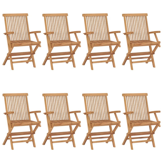 Sedie da Giardino con Cuscini Grigi 8 pz in Massello di Teak cod mxl 6028