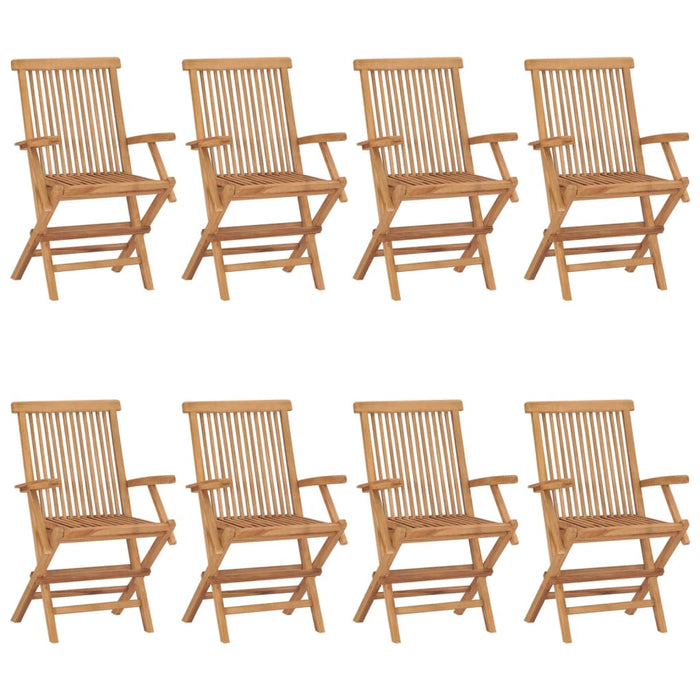 Sedie da Giardino con Cuscini Rossi 8 pz in Massello di Teak cod mxl 45179