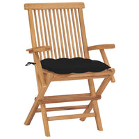 Sedie da Giardino con Cuscini Neri 8 pz in Massello di Teak cod mxl 45180