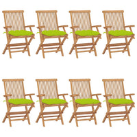 Sedie Giardino con Cuscini Verde Chiaro 8pz Legno Massello Teak 3072915