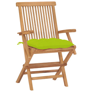 Sedie da Giardino e Cuscini Verde Brillante 8 pz Massello Teak cod mxl 45128