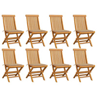 Sedie da Giardino con Cuscini Beige 8 pz in Massello di Teak 3072920