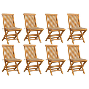 Sedie da Giardino con Cuscini Beige 8 pz in Massello di Teak cod mxl 72214