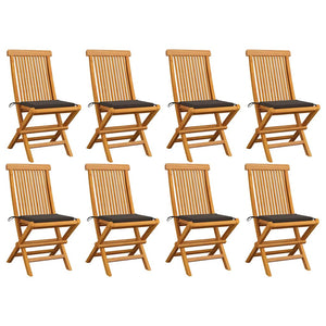 Sedie da Giardino e Cuscini Grigio Talpa 8 pz Massello di Teak 3072925