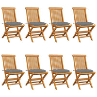 Sedie da Giardino e Cuscini Grigi 8 pz Massello di Teak cod mxl 45344