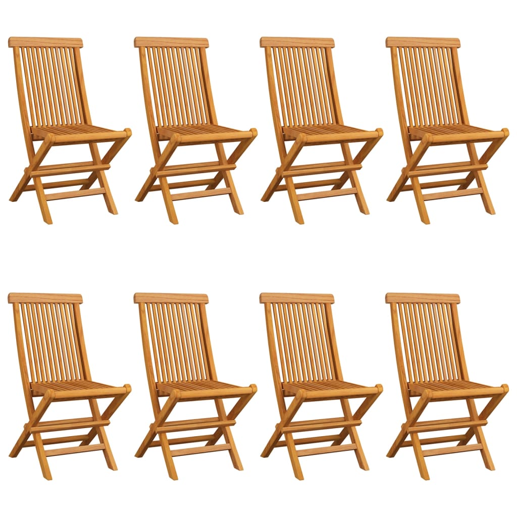 Sedie da Giardino e Cuscini Grigi 8 pz Massello di Teak cod mxl 45344