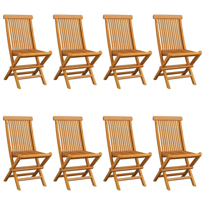 Sedie da Giardino e Cuscini Grigi 8 pz Massello di Teak cod mxl 45344