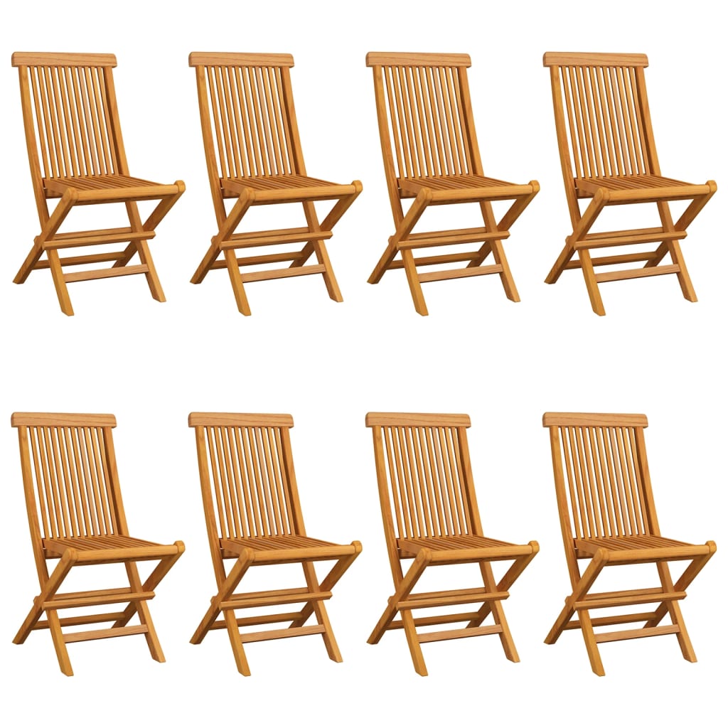 Sedie da Giardino e Cuscini Bianco Crema 8 pz Massello di Teak 3072934