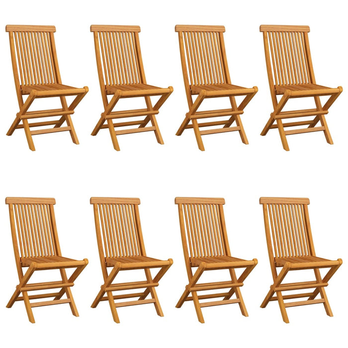 Sedie da Giardino e Cuscini Bianco Crema 8 pz Massello di Teak 3072934