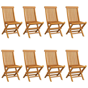 Sedie da Giardino con Cuscini Neri 8 pz in Massello di Teak cod mxl 42308