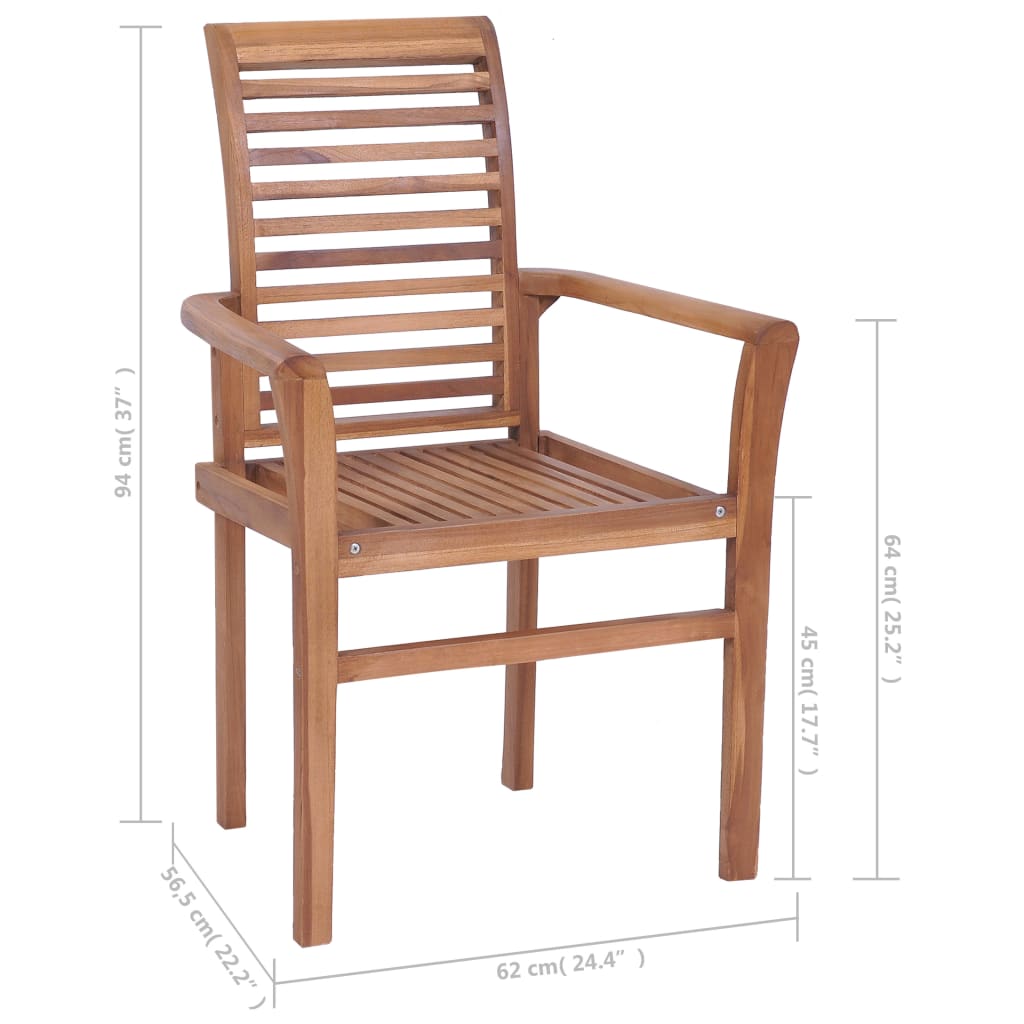 Sedie da Pranzo Impilabili 6 pz con Cuscini in Massello di Teak cod mxl 13621