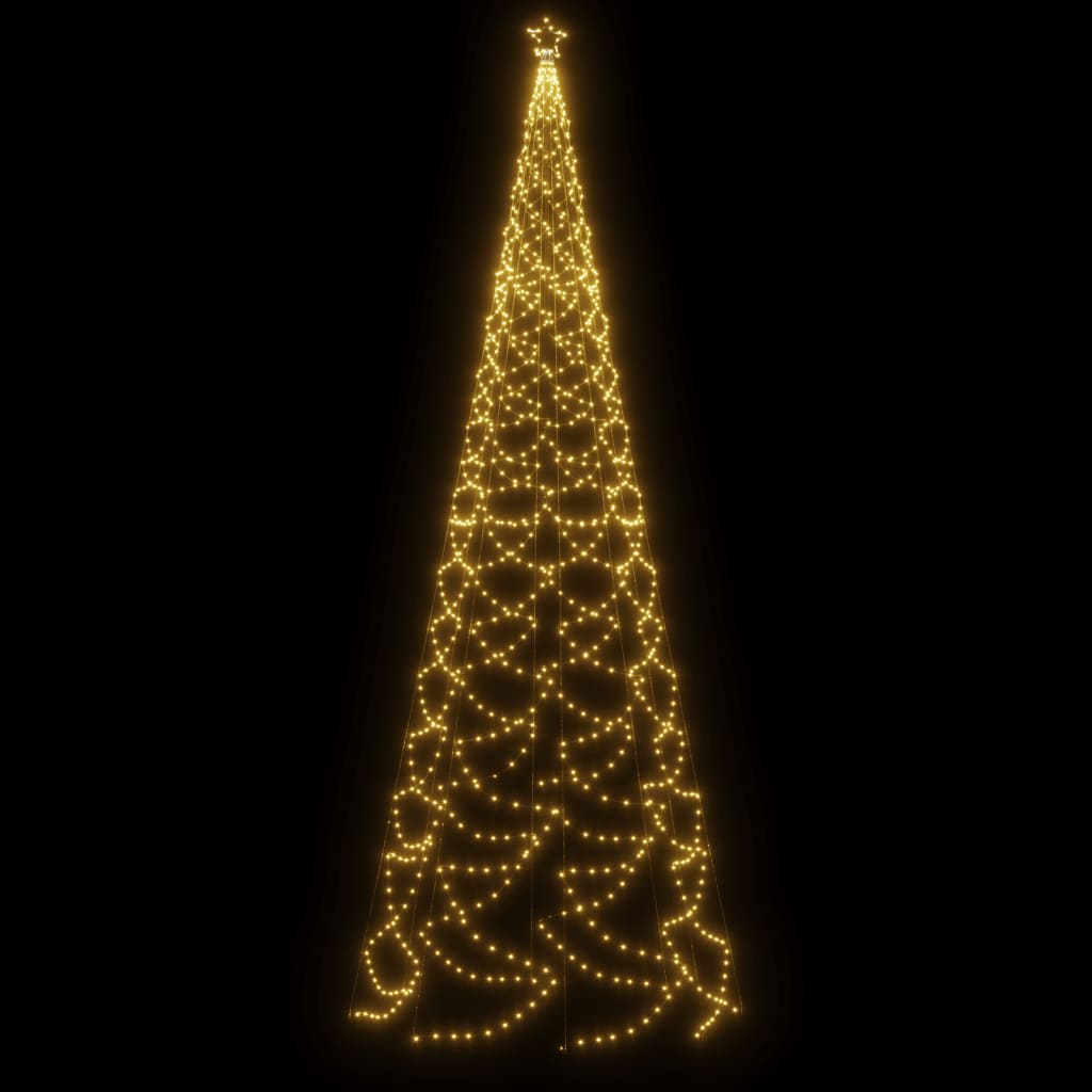 Albero di Natale con Palo in Metallo 1400 LED Bianco Caldo 5 m cod mxl 13373