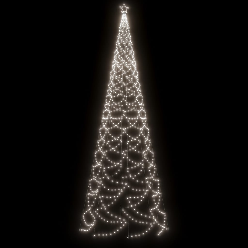 Albero di Natale con Palo in Metallo 1400 LED Bianco Freddo 5 m cod mxl 6159