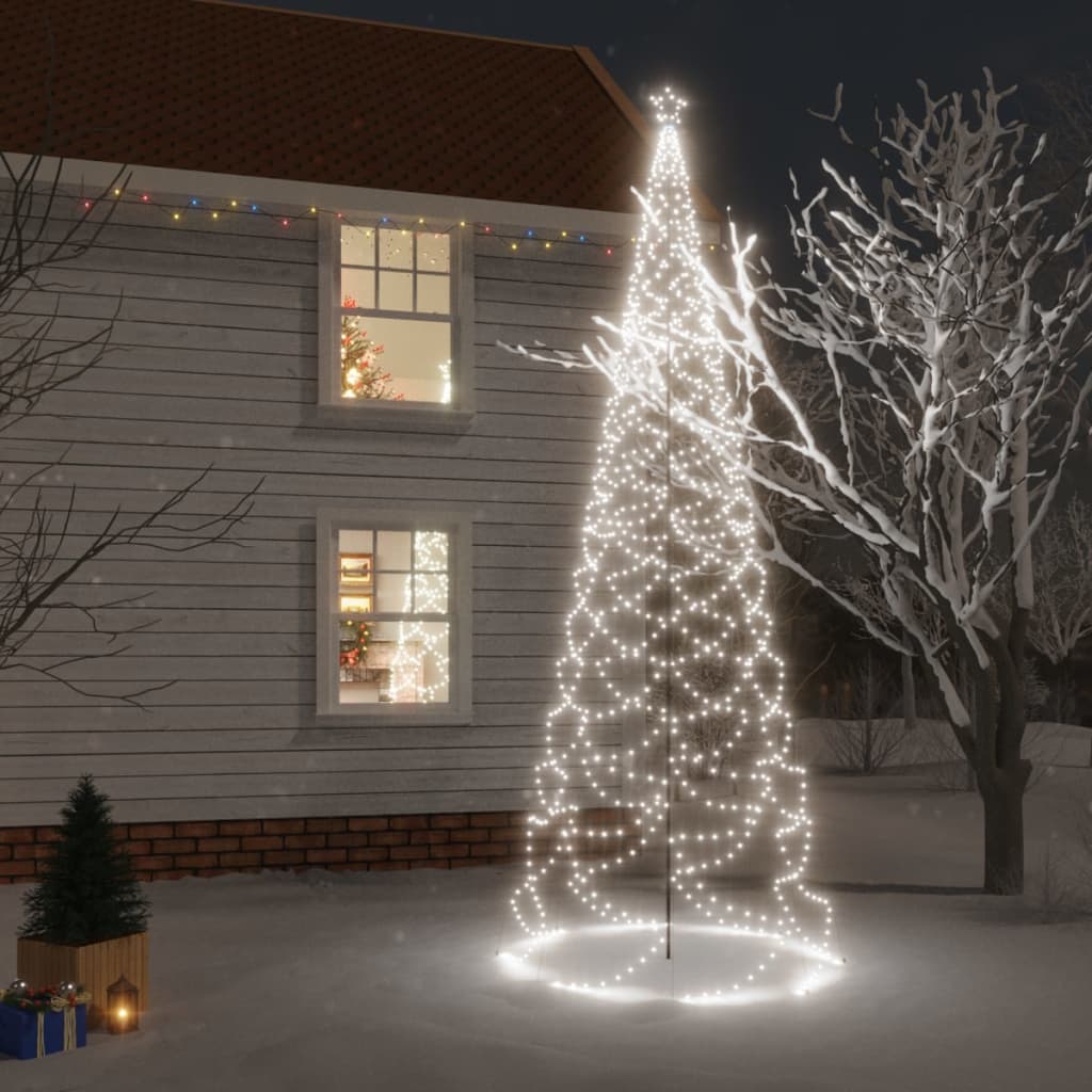 Albero di Natale con Palo in Metallo 1400 LED Bianco Freddo 5 m cod mxl 6159