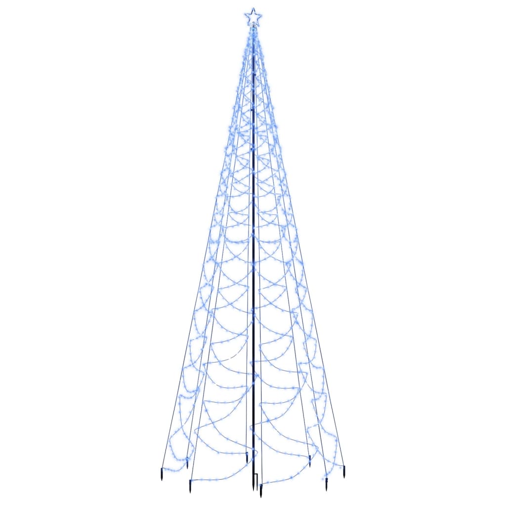 Albero di Natale con Palo in Metallo 1400 LED Blu 5 m