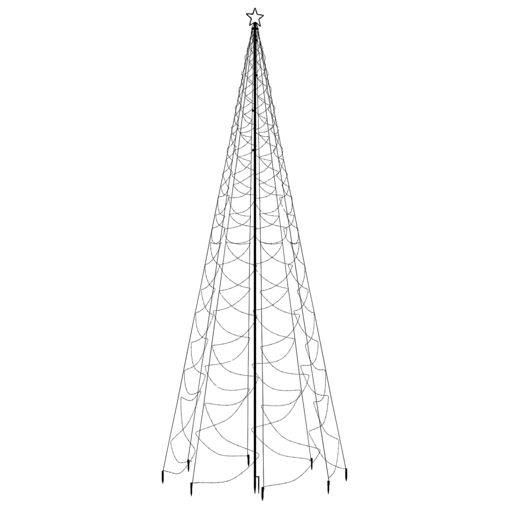 Albero di Natale con Palo in Metallo 1400 LED Blu 5 m