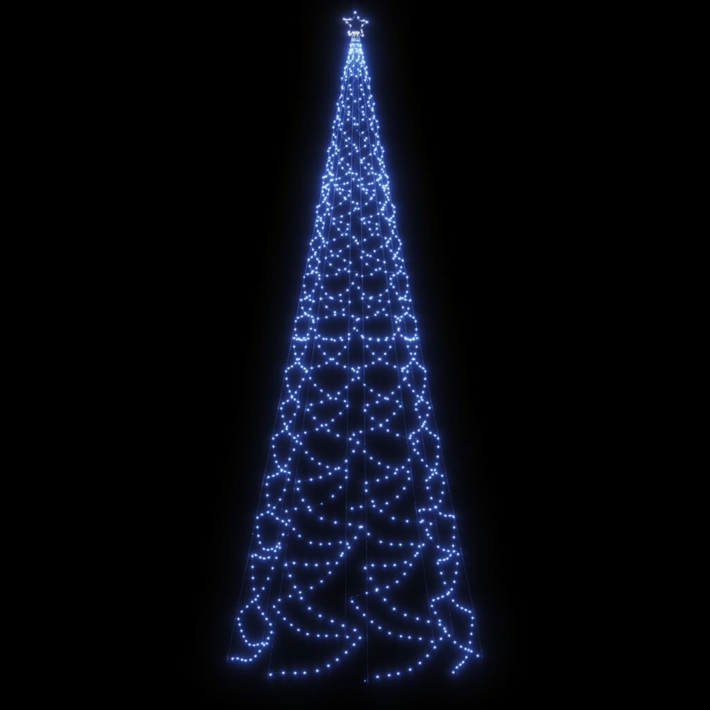 Albero di Natale con Palo in Metallo 1400 LED Blu 5 m