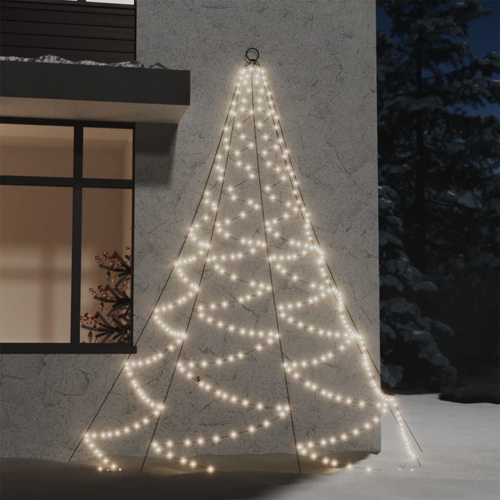 Albero da Parete con Gancio Metallico 260 LED Bianco Caldo 3 m 328640